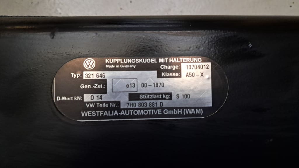 Originale Westfalia Anhängerkupplung starr für VW T5/T6/T6.1