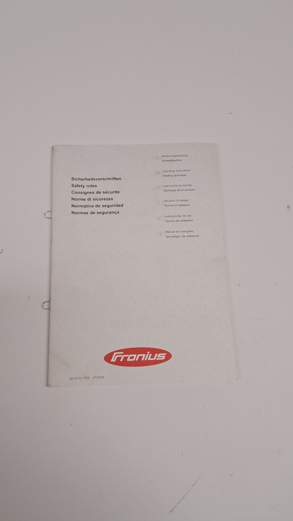Original-Fronius Handbücher zu Schweißgeräten, Brennern und Kühlgeräten