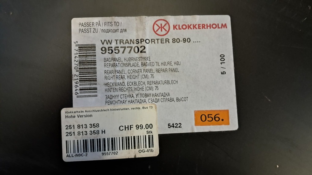 Reparaturbleche Carrosserie für VW T3 Transporter (Baujahr 1980–1990)