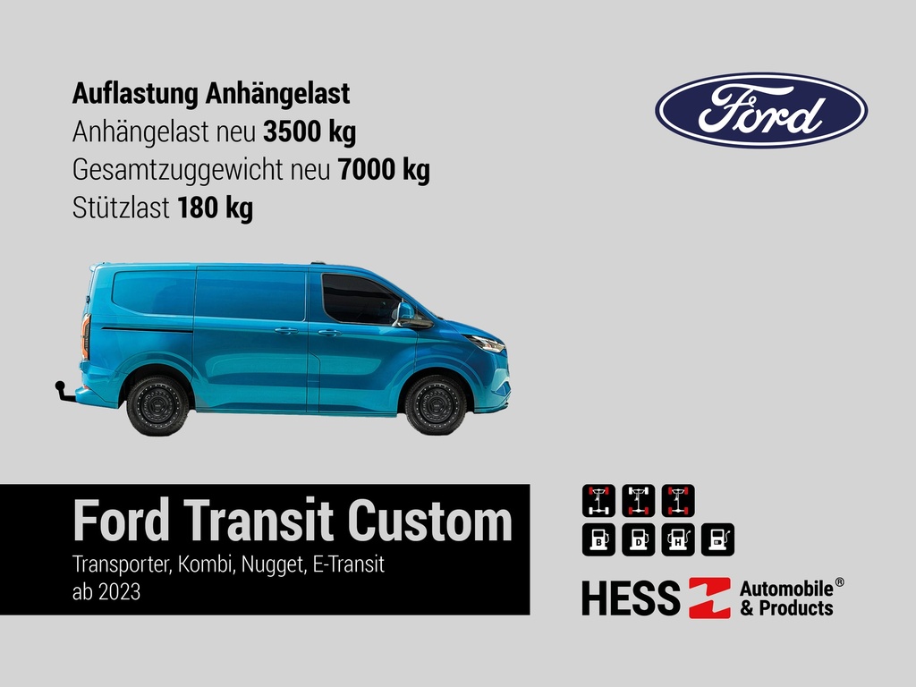 Anhängertraverse Ford Custom / VW T7 Transporter 3'500kg