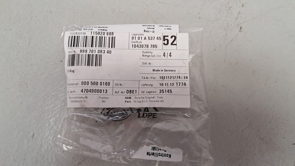 4 Originale O-Ringe (99970108340) für Porsche Macan