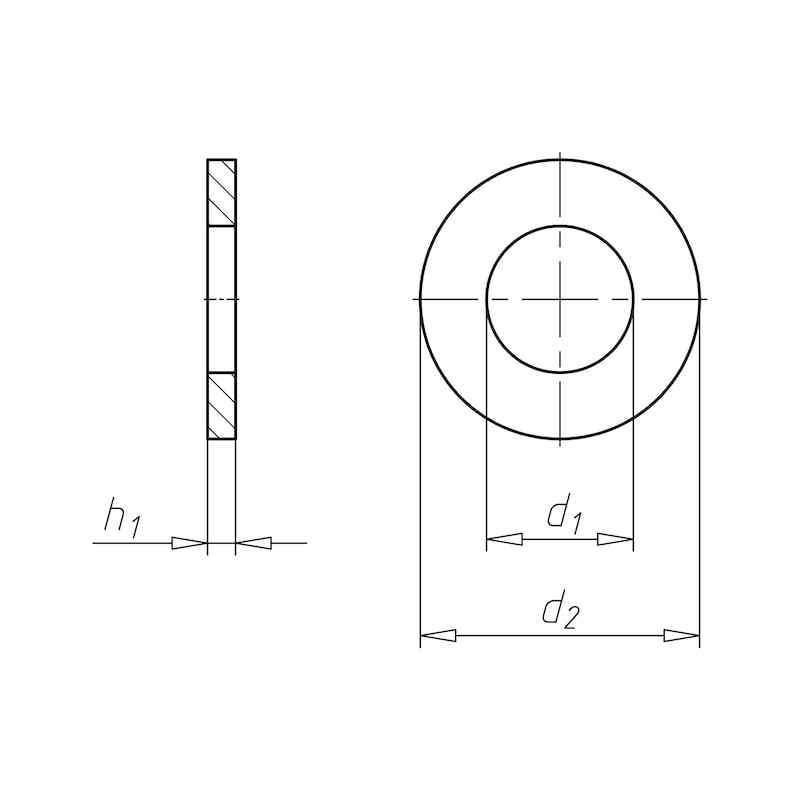 Kotflügelscheibe nach DIN 522, Stahl verzinkt, M5-5,3X20X1,25mm