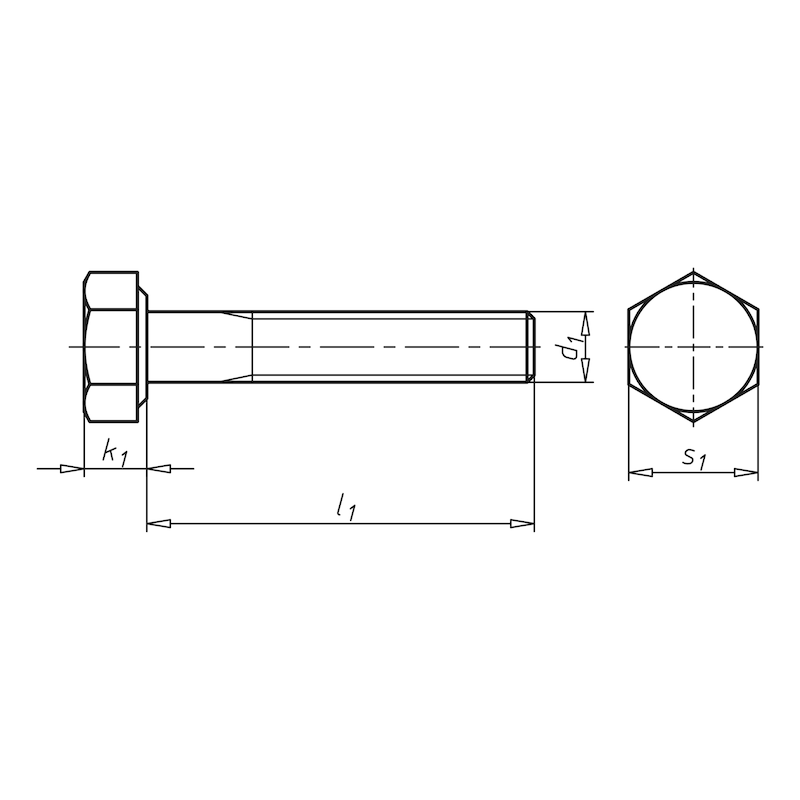 6KT-Schraube mit Schaft, Edelstahl A4 blank, M8x110mm