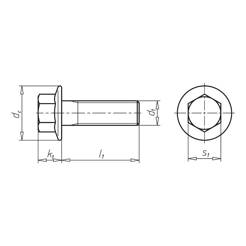 6KT-Schraube mit Flansch nach MBN-Norm, M14 x 1,5mm