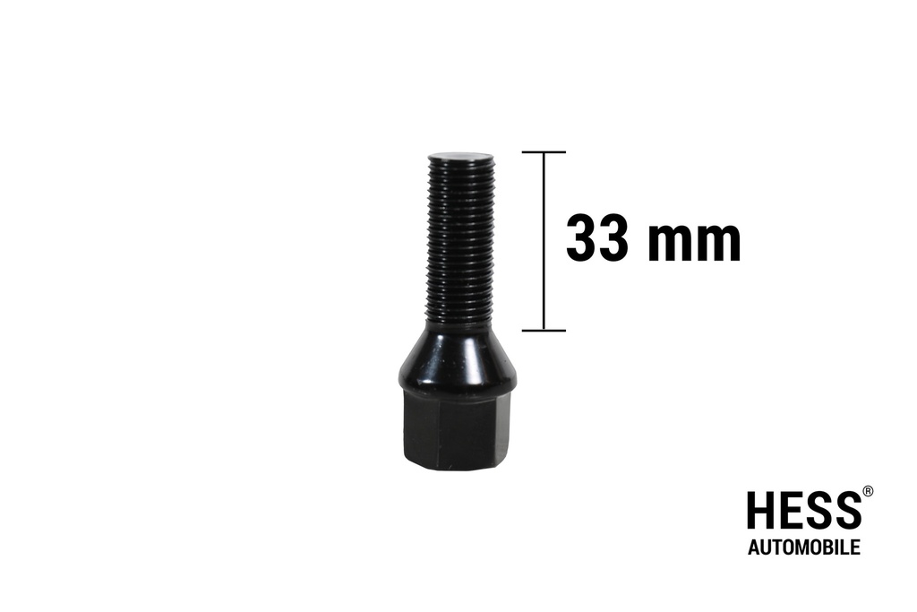 Radschraube M14x1.5 L33 KH24 SW19 Kegel 60° verzinkt schwarz