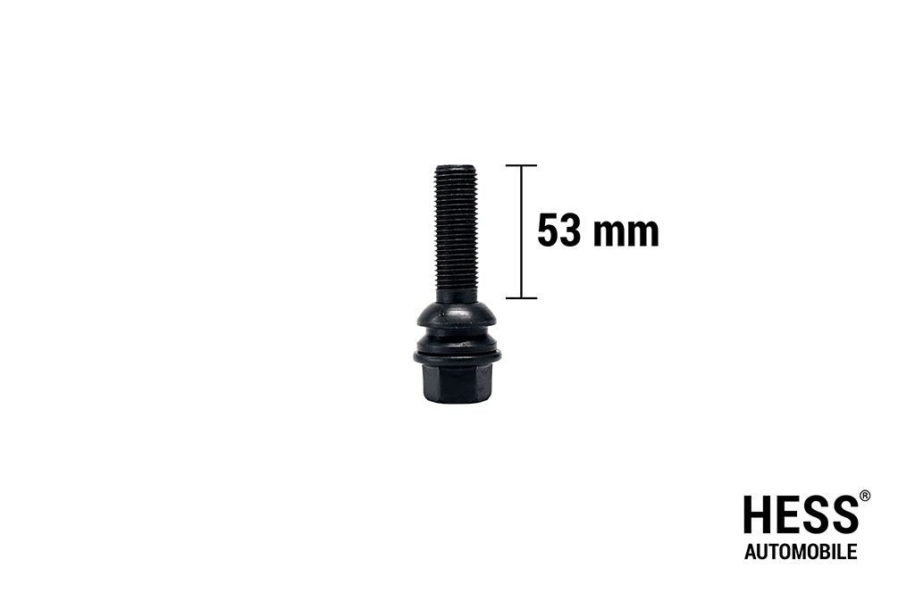 Radschraube M14x1.5 L53 KH29 SW19 Kugel R14 (Kalotte) verzinkt schwarz