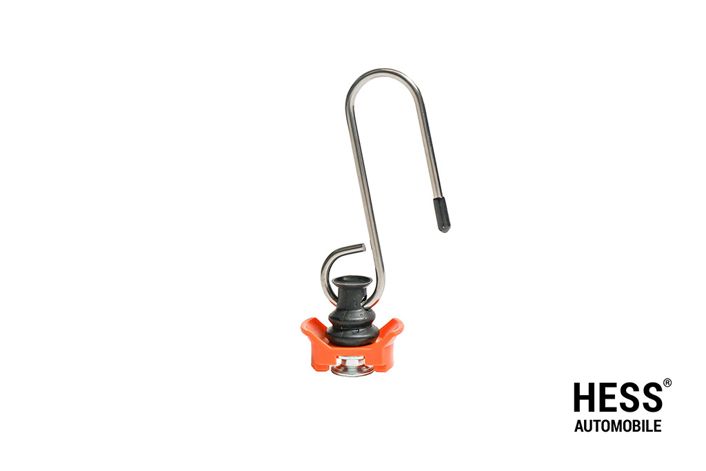 Airline Fitting aus Kunststoff mit Haken, orange