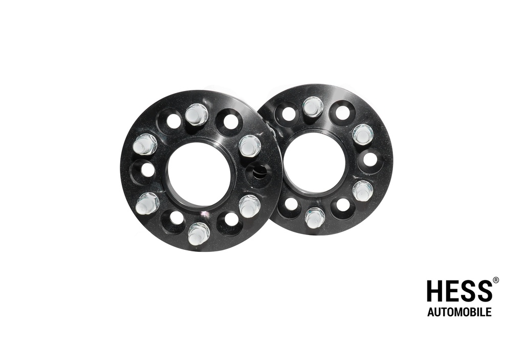 HESS Distanzscheiben 20mm, LK 6/120, schwarz, 2er Set inkl. Befestigungsmuttern