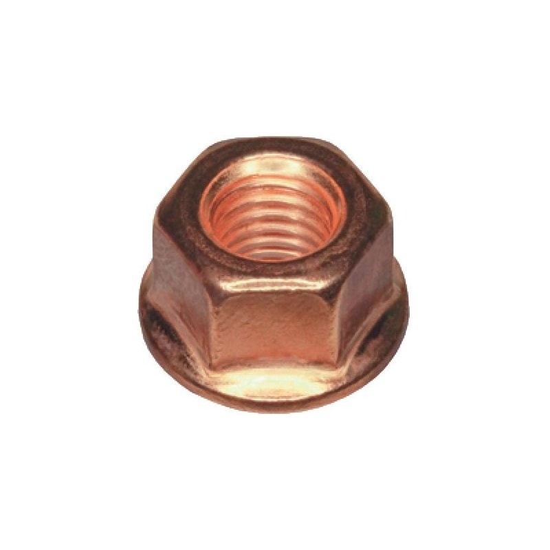 Auspuffmutter mit Flansch, Stahl 6, Verkupfert, M8
