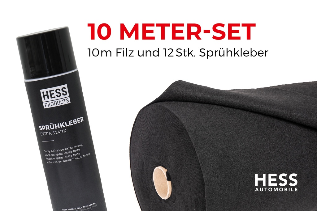 Fahrzeugdämmung-Set — 10m Filz, 12x Sprühkleber